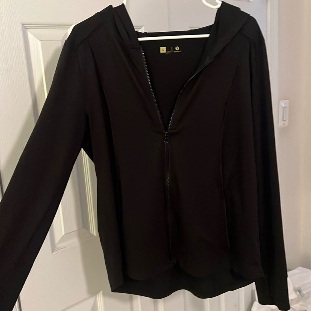 Xersion black athletic jacket with hood size large